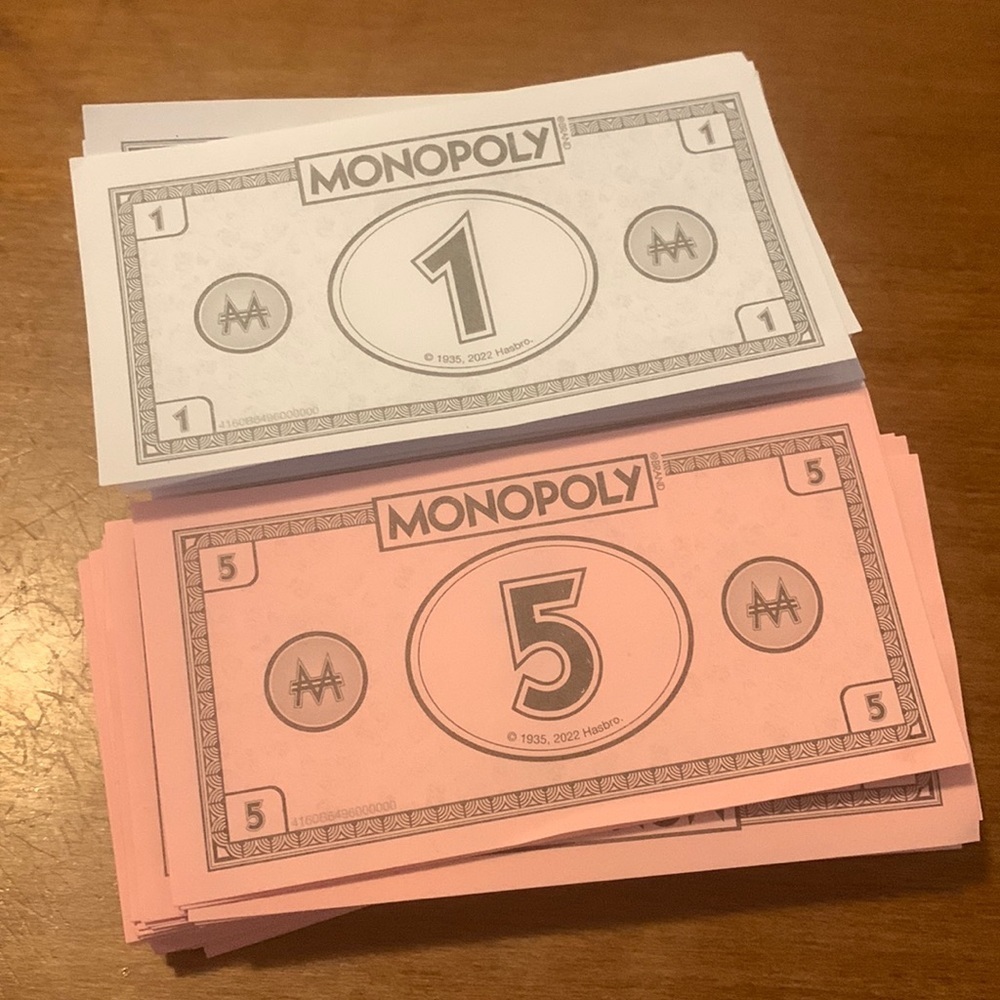 Monopoly Money $1 and $5